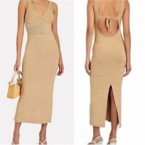 Torn by Ronny Kobo Beige Sleeveless Knit  Dress with Open Back Size Medium.